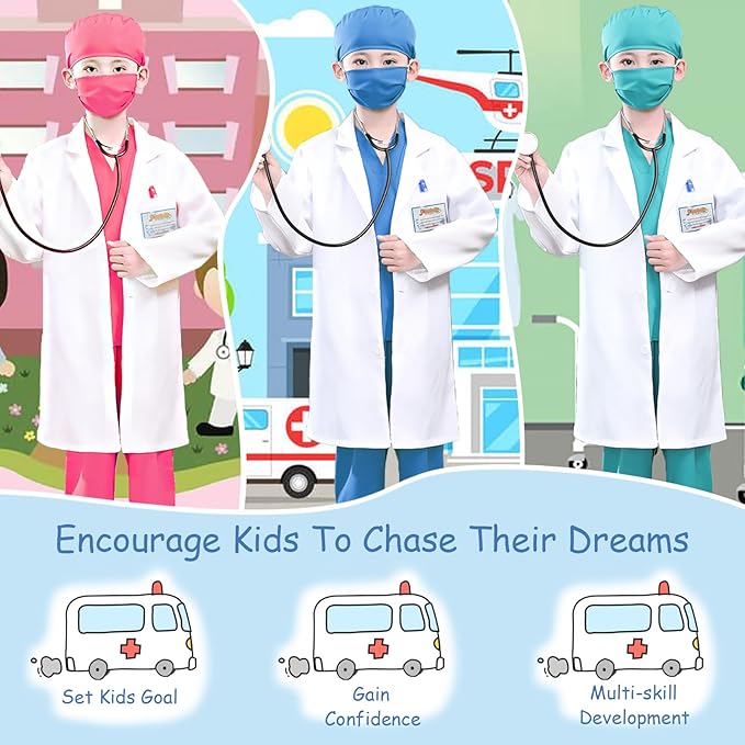 Kids Nurse Costume Doctor Costume Dentist Costume For Kids Play House Pretend Play Dress Up Party