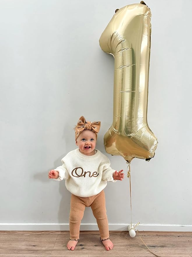 40 Inch Champagne Gold Number 5 Balloon, Giant 5 Number Balloons for 5th Birthday Decorations, Party Supplies for Baby Boy Girl, Champagne Gold Party Decor