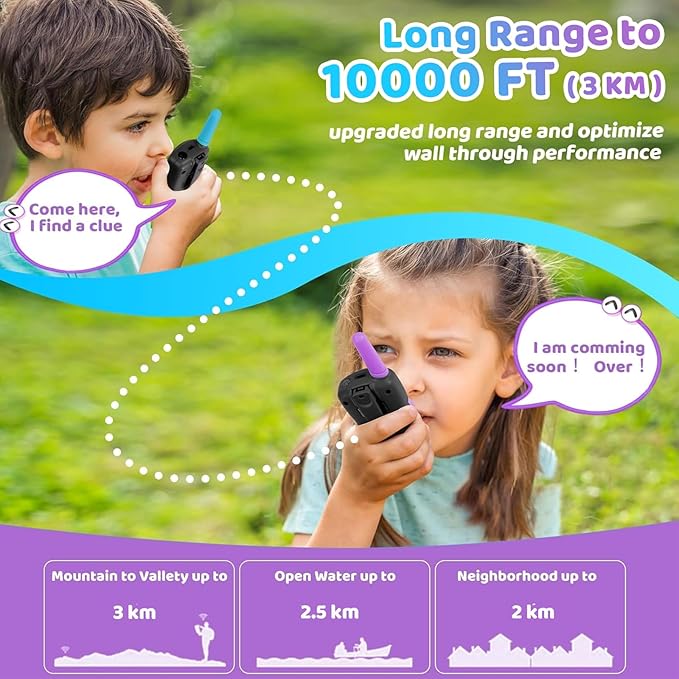 Vvinca Rechargeable Walkie Talkies for Kids 4 Pack, 5-7 Year Old Boy Toys Long Range 22 Channels 2 Way Kids Walkie Talkie with Flashlight for Camping Hiking Indoor Outdoor 3 4 5 6-12 Girl Boy Gift