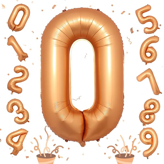 40 Inch Orange Number 0 Balloon, Foil 0 Number Balloons Decor, Giant Self Inflating Helium 0 Balloons for Boys Girls Birthday Party Baby Shower Anniversary Celebration Party Decorations Supplies