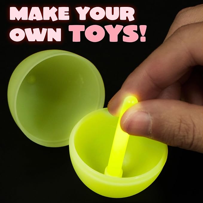 JOYIN 100 Pcs Easter Eggs with 150 Pcs Mini Glow Sticks for Kids Glow-in-The-Dark Basket Stuffers Fillers Gift, Easter Eggs Hunt Game Party Favors Classroom Decorations Supplies