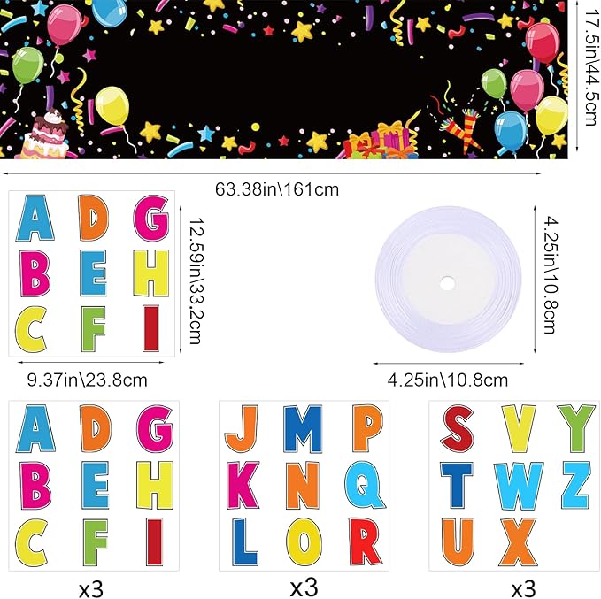 Personalized Birthday Banner Make Your Own Banner Backdrop Custom Birthday Banner Name DIY Colorful Happy Birthdays Banner with Alphabet Stickers for Birthdays Party Backdrop Decoration