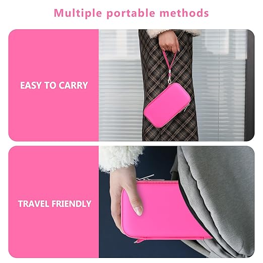 Supmay Carrying Case Compatible with WELLST·G/ for GuaiyeyeAP Handheld Game for Kids -Preloaded 220 Retro Video Games, Portable Gaming Player Storage Holder Travel Bag with Mesh Pocket, Rose red