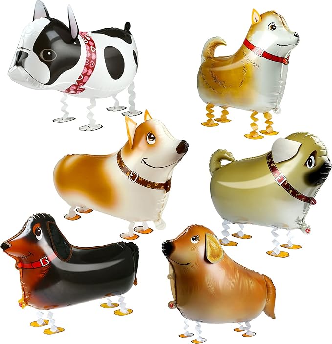 KESOTE Puppy Dog Themed Birthday Party Decorations - 6pcs Dog Balloons Walking Animal Balloons for Birthday Party Decor Supplies