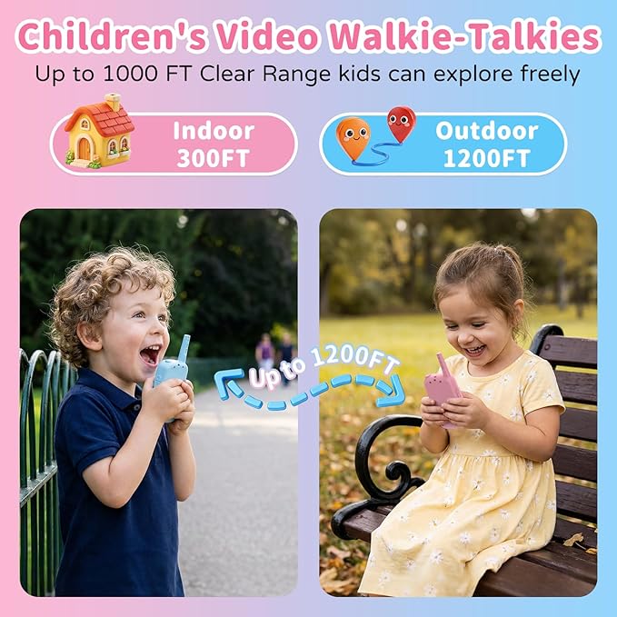 Video Walkie Talkies for Kids, 2 Pack Rechargeable Video Intercom Kids Walkies Talkies with Camera, Indoor Outdoor Toys for Family Games, Garden, Camping, Hiking, Gifts for Boys Girls Ages 3-12, Blue