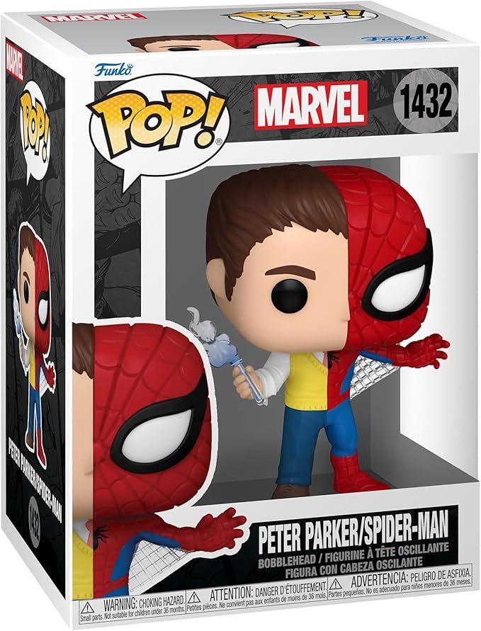 Funko POP Marvel: Split - Spider-Man - Spider-Man/Peter Parker - Marvel Comics - Collectable Vinyl Figure - Gift Idea - Official Merchandise - for Kids & Adults - Comic Books Fans