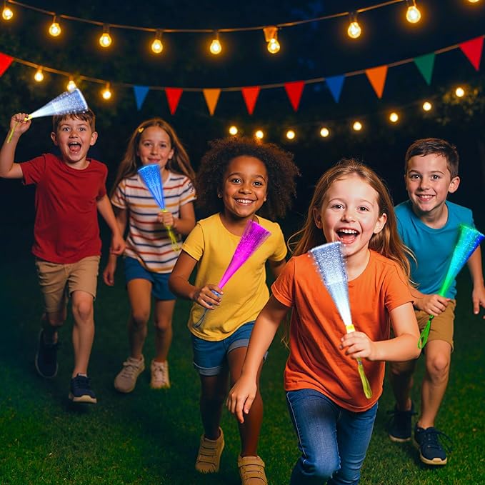 LovesTown 24PCS Glow Sticks Party Supplies, 3 Modes Colorful Flashing Glow in the Dark Toys LED Light Up Sticks Fiber Optic Wand for Kids Easter Party Favors Birthday Wedding