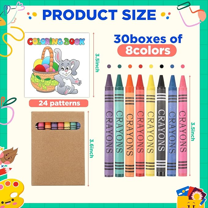 270 Pcs Mini Easter Coloring Books Bulk with Crayons, Easter Activity Books Basket Stuffer Gifts for Activity Classroom Gifts Home Party Favors Supplies