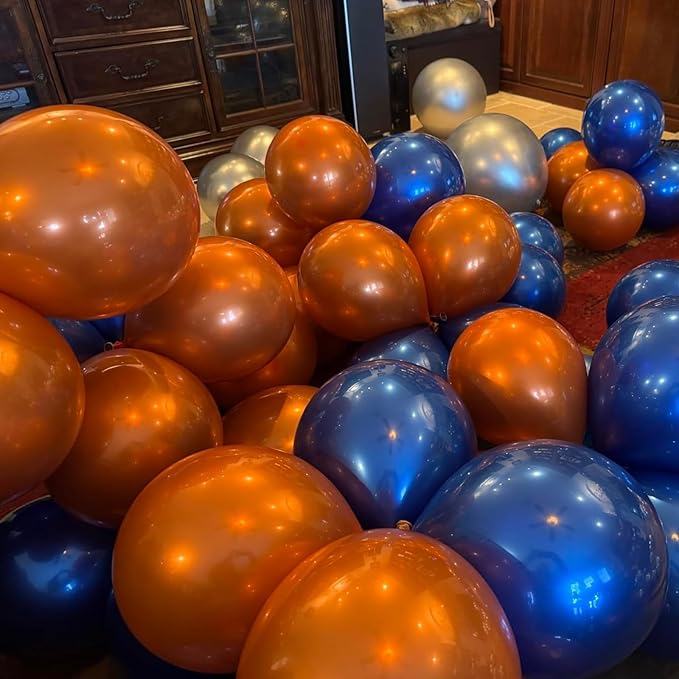 Chrome Orange Balloons, 50 PCS 10 Inch Double Stuffed Metallic Orange Balloons, Shiny Thick Chrome Metallic Balloon Latex Helium Balloon for Birthday Wedding Party Decoration Supplies