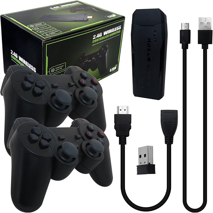 Upgraded M8 Retro Gaming Console with 9 Emulators 64G Wireless Game Stick 20000+ Games 4K HDMI Output Plug and Play Handheld Game Console with 2.4G Wireless Controller Gamepad