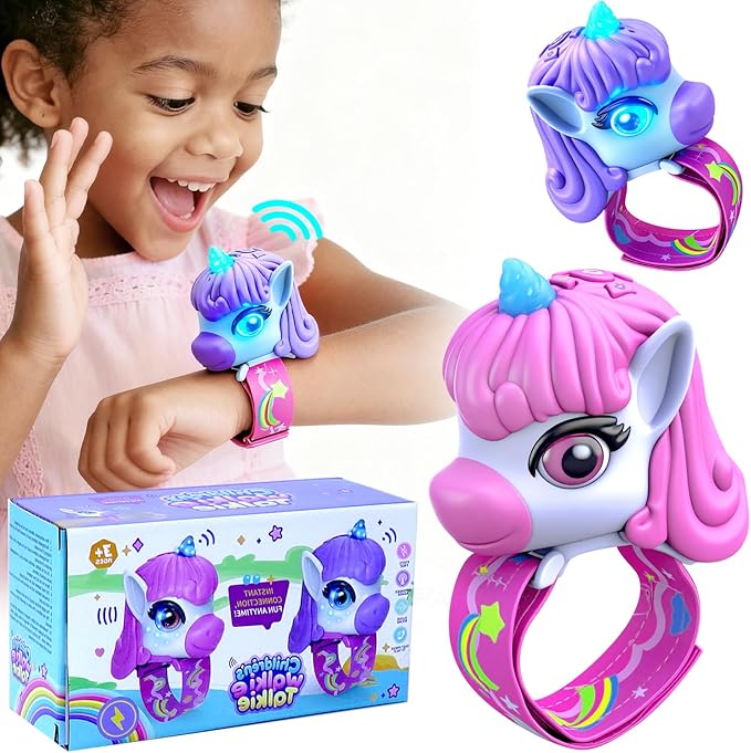 Kids Walkie Talkies for Girls Toys, 2 Pack Pink Unicorn Wrist Walkie Talkies Watch for Age 3-8 Toddlers 3 4 5 6 7 8 9 10 Year Old,Long Range Radio Camping Gear Outdoor Hiking Toys Birthday Gifts