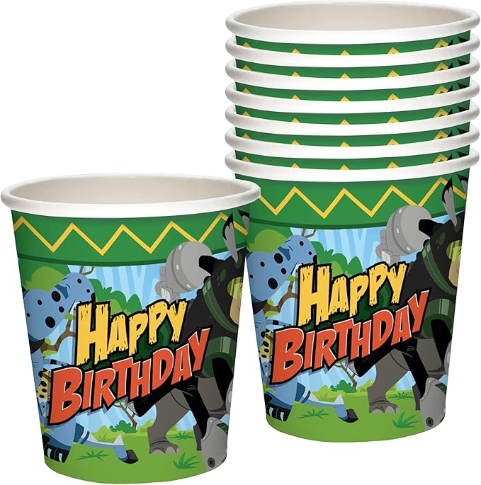 Treasures Gifted Officially Licensed Wild Kratts Birthday Party Supplies - 9oz Party Cups 8ct - Wild Kratts Birthday Decorations - Disposable Paper Cups