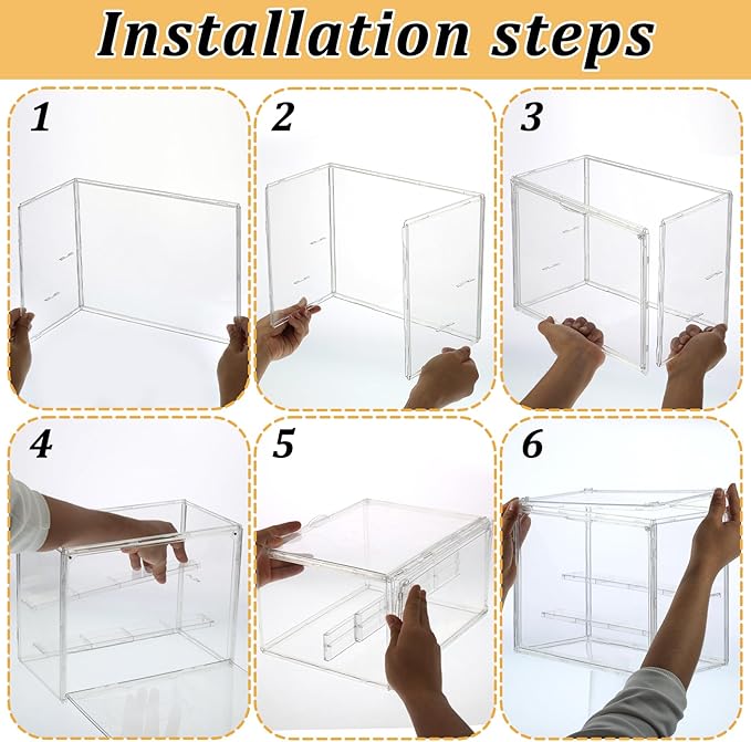 2 Pack 3 Layer Adjustable Figure Display Case, Acrylic Display Case for Collectibles,Clear Acrylic Display Case Stackable Display Box Showcase with Magnetic Door for Action Figures, Funko