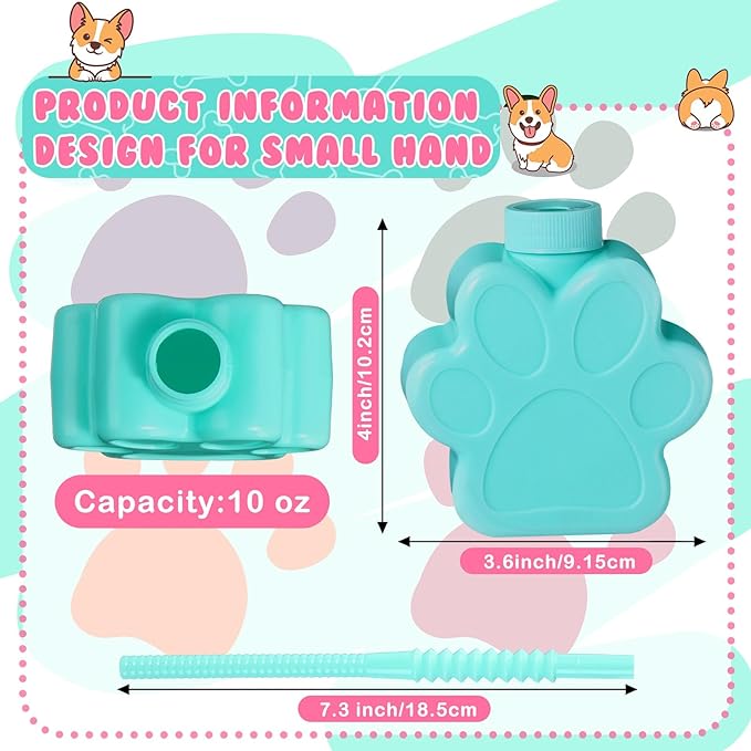 Sratte 12 Pieces 10 oz Dog Paw Cups for with Straw and Lid Dog Theme Birthday party Plastic Puppy Paw Print Drinking Cups for Pet Theme Party Supplies Decorations