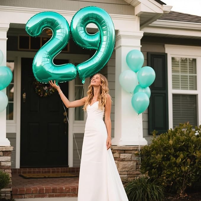 40 Inch Teal Blue Balloon Number 9,Jumbo Mylar Foil Helium Balloon for 9 19th 29th 39th 90th 99th Digital Balloons for Birthday Party,Wedding Anniversary Party Decorations