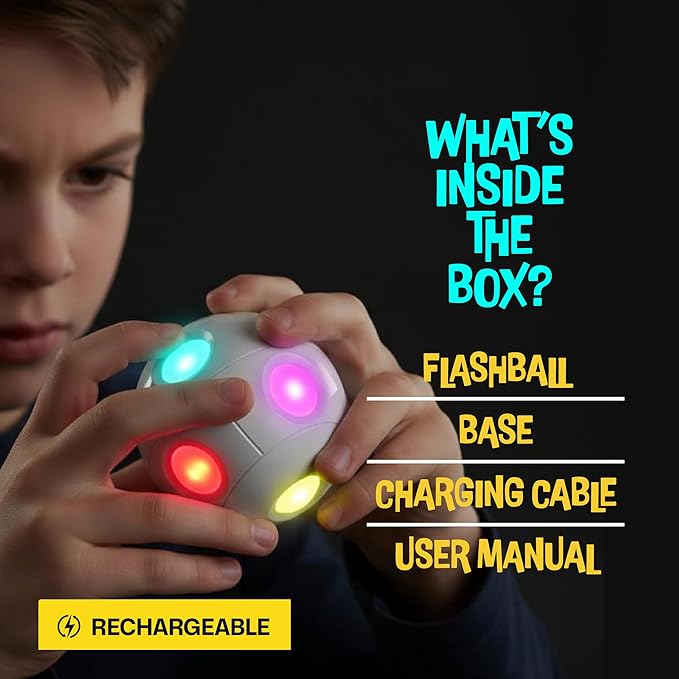 Handheld Light-Up Brain & Memory Action Ball - 6 Fun Fast-Paced Games for Kids - Rechargeable - Boys Toys Age 8-10 - Coolest Electronic Memory Game for Ages 7 8 9 10 11 12 13 - Easter Gifts for Kids