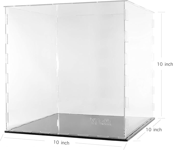 Clear Acrylic Display Case-Assemble Countertop Box for Display-Clear Display Box,Dustproof Protection Showcase for Toy Collectibles (10x10x10inch)