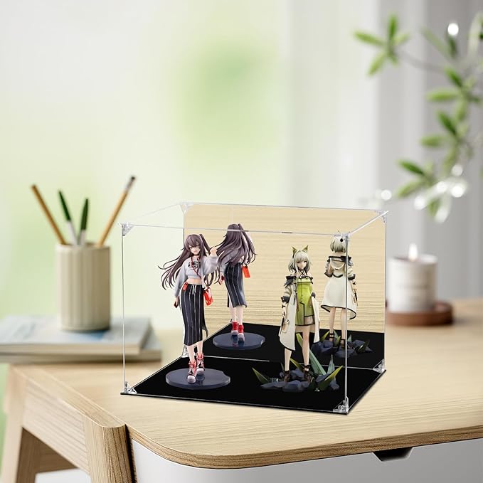 Acrylic Display Case for Collectibles Assemble Clear Acrylic Display Box with Mirrored Back, Alternative Glass Case for Action Figures Lego Model Doll Toys Display (15.7x12x12 inch, 40x30x30 cm)