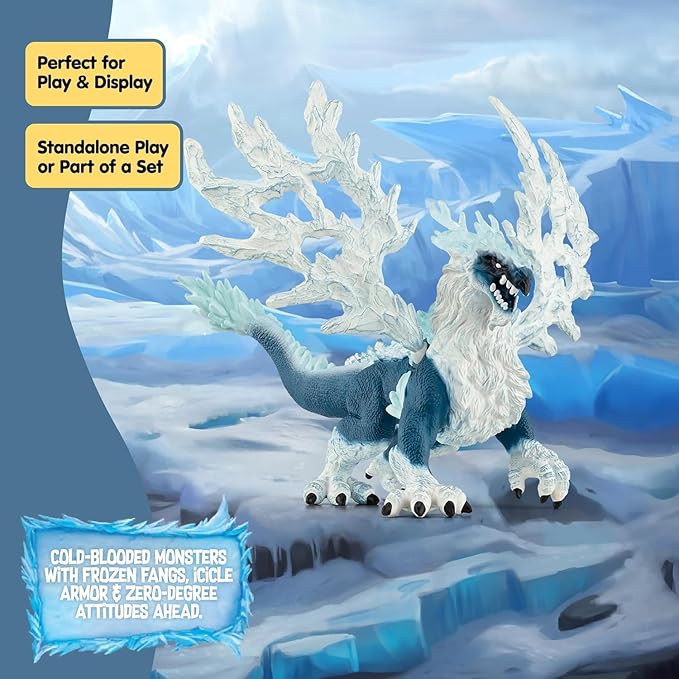 Schleich Eldrador Creatures - 8" Ice Dragon Toy - Movable Wing Action Figure for Boys and Girls - Mythical Creature Figures - Fantasy Beast Figurine - Monster Dragon Toys - Kids Ages 7+ | 70790