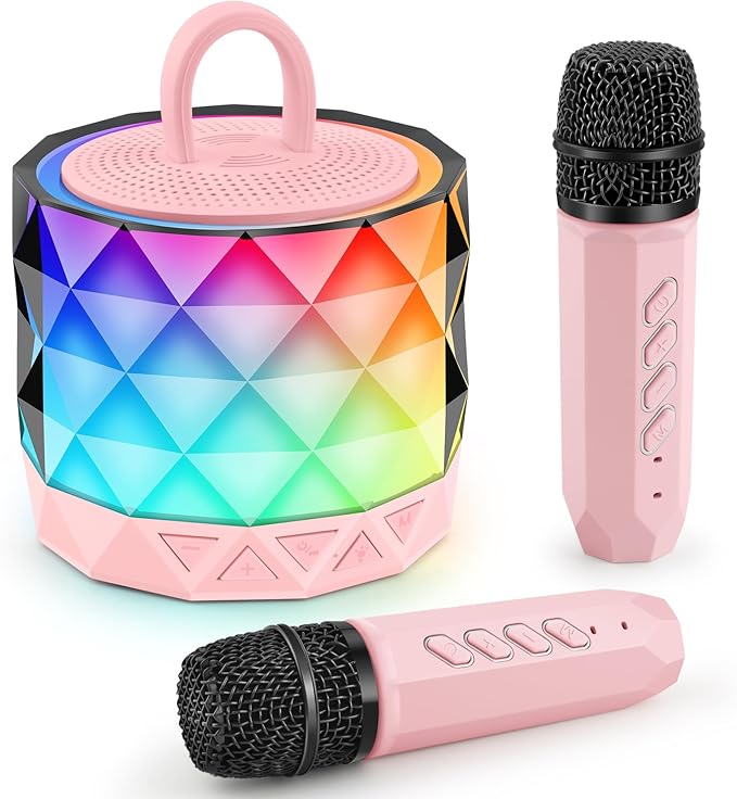 Karaoke Machine for Kids, Toys for Ages 3-12+ Year Old, Portable Bluetooth Speaker with Wireless Microphone, Birthday Easter Gifts for 3 4 5 6 7 8 9 10 11 12+ Year Old Girls Boys Toddler (pink1)