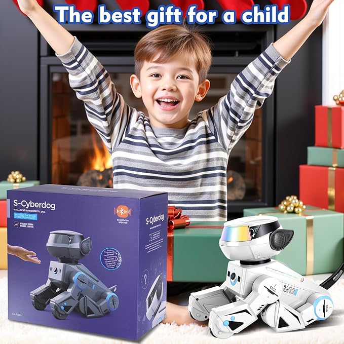 Smart Robot Dog for Kids,Interactive Robotic Puppy,Touch Sensor,Programmable Actions, Dancing &Singing, LED Eyes, Rechargeable Battery, Gift for Boys & Girls Ages 6-12 (White)