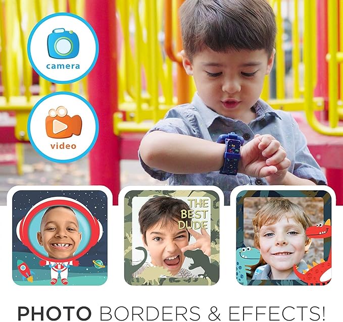 Playzoom Kids Smartwatch & Earbuds Set - Video Camera Selfies STEM Learning Educational Fun Games, MP3 Music Player Audio Books Touch Screen Sports Digital Watch Fun Gift for Kids Toddlers Boys Girls