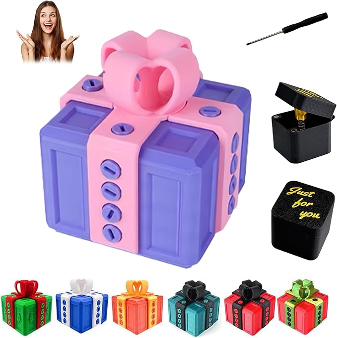 Gotcha Box The Annoying Present,Annoying Gift Box with 3D Printed Screws & Pop Up Finger Surprise,Perfect for Birthdays,Office & Halloween,White Elephant Gifts