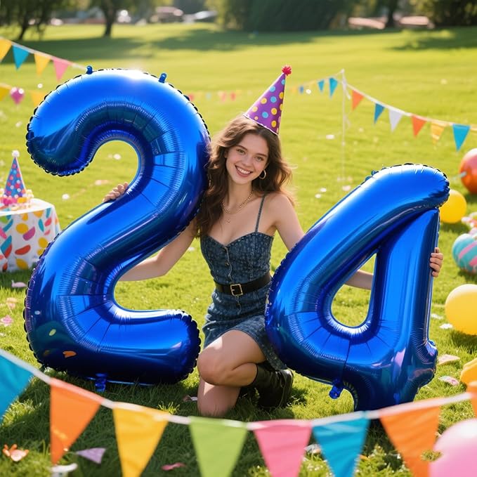 Navy Blue Number 4 Balloons 40 Inch Big Foil Number Balloons Giant Balloon 14th 24th for Boys Girls Baby Shower Anniversary Decorations, Photo Backdrop Props