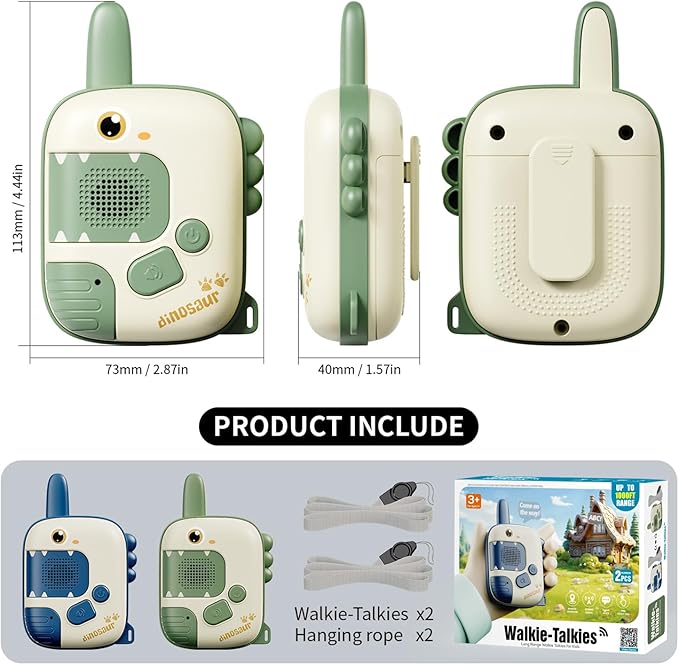 Toys for 4-12 Year Old Boys Girls,2 Pack Cute Dinosaur Walkie Talkies with Wearable Lanyard for Outdoor Camping,Birthday Gifts for 5-7 6 8 9 Year Old Kids,Christmas Stocking Stuffers for Kids Toys