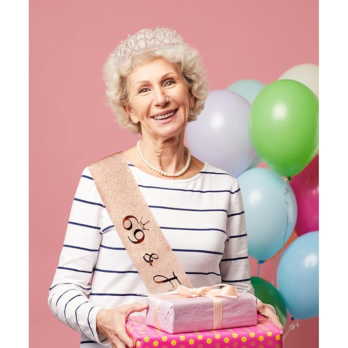 CIEHER 69 & Fabulous Birthday Set: Crown, Sash, Pearl Pin - 69th Birthday Decorations & Gifts for Women