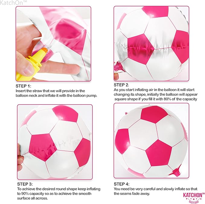 Katchon, Huge Pink Soccer Balloons - 22 Inch, Pack of 6 | Soccer Birthday Party Decorations, Sports Themed Party Decorations | soccer decorations for Party With Pink and White balloons