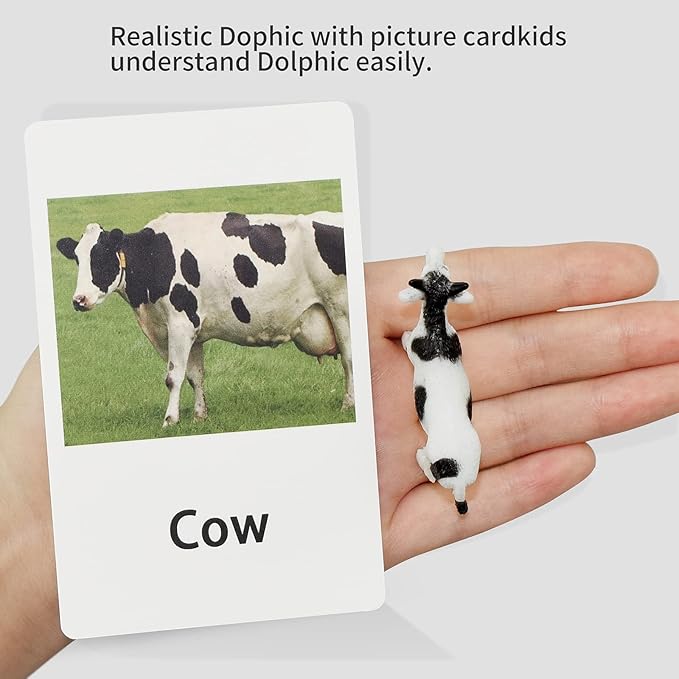 Montessori Animal Figures with Flash Cards, Realistic Animal Figurines Toys, Montessori Language Materials Preschool Learning Toy