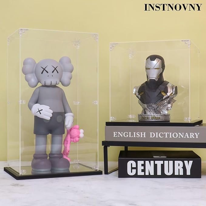 Acrylic Display Case for Collectibles Assemble Acrylic Display Box for Lego 43172 Castle Building Toys Clear Acrylic Case for Display Trophy Figures Dolls(Black,13.8*9.8*13.8 inch)