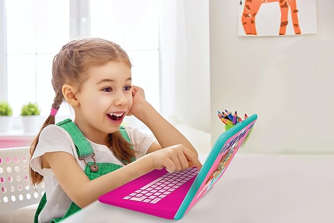 Lexibook, Paw Patrol, Educational and Bilingual Laptop in English/Spanish, Toy for Children with 124 Activities to Learn, Play Games and Music, Pink, JC598PAGi2