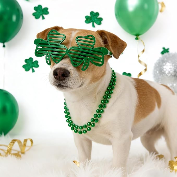 174 Pcs St. Patrick's Day Accessories Party Favor Set, Include Shamrock Glasses, Green Beads Shamrock Necklaces, Tattoos, Mustache, Bracelets, Coins, St Patricks Day Decorations Irish Party Supplies