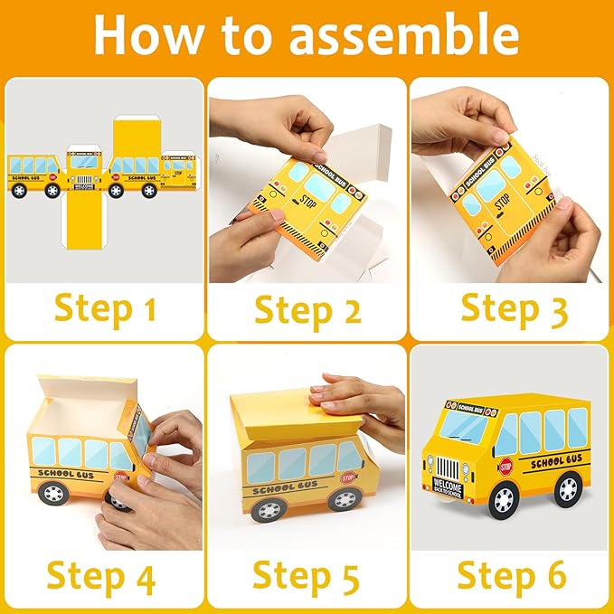 ZOIIWA 12 PCS School Bus Party Treat Boxes School Bus Decorations Back to School Party Favor Boxes First Day of Yellow School Bus Candy Box Birthday Gift Welcome Back to School Classroom Party Decor