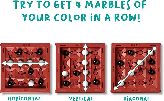 Orbito from Flex IQ, 2 Player Strategy Games for Family Gatherings, Great for Kids Games, Includes 1 Game Board with Orbito Button, 8 White Marbles and 8 Black Marbles