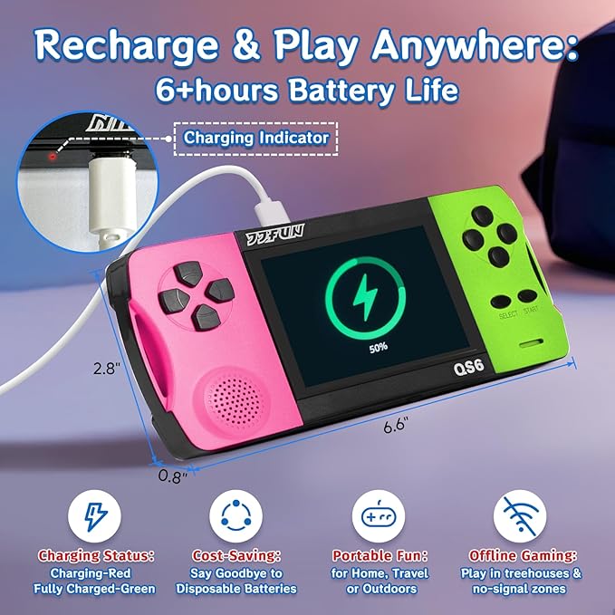 Handheld Games for Kids with 3.5" IPS Large Screen Built-in 216 Retro Video Games Portable Gaming Player with Rechargeable Battery Mini Arcade Electronic Toy Gifts for Boys Girls (Rose+Green)