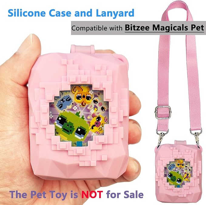 JCHPINE Silicone Cover Case for Bitzee Magicals Interactive Digital Pet and Case, Protective Skin Sleeve for Bitzee Magicals Virtual Electronic Pets Accessories (Pink)