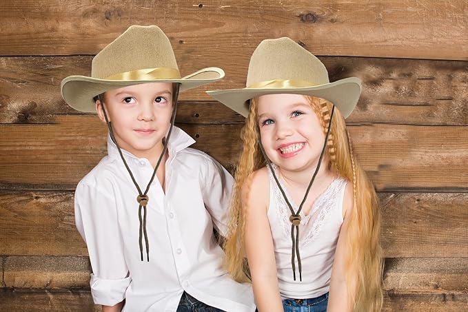 The Dreidel Company Cowboy Felt Western Hat, 22" Circumference Dress Up Costume Clothes for Kids, Pretend Play, Party Favors