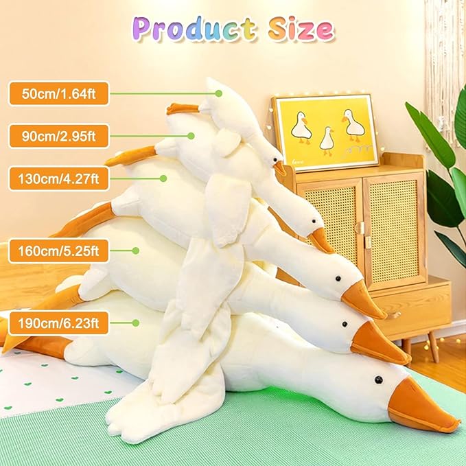 CottonStar Goose Stuffed Animal 35.5 Inch Plush Doll Toy, Cute Duck Plush Cushion Soft Huge Plushies Pillow, Gift for Kids and Friends, White