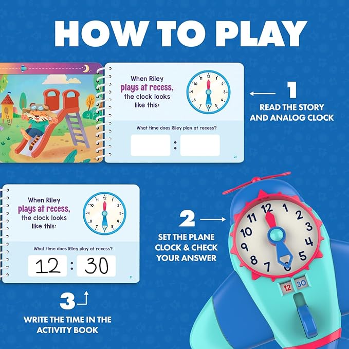 Educational Insights Time to Learn Telling Time Activity Set - Kids Clock Toy, Teaching Clock for Kids Games, Practice How to Tell Times on Analog & Digital Clocks, Fun Classroom Resource, Ages 6+