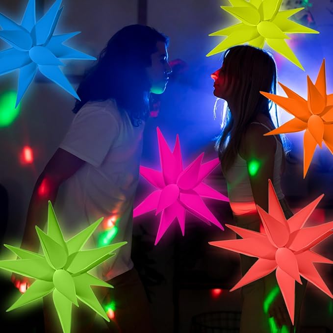 6 Pcs 22 Inches Explosion Glow in The Dark Neon Balloon Glow Party Supplies Foil Fluorescent Balloon 90 80s Hip Hop for Christmas Happy New Year Birthday Wedding Anniversary Backdrop Decor