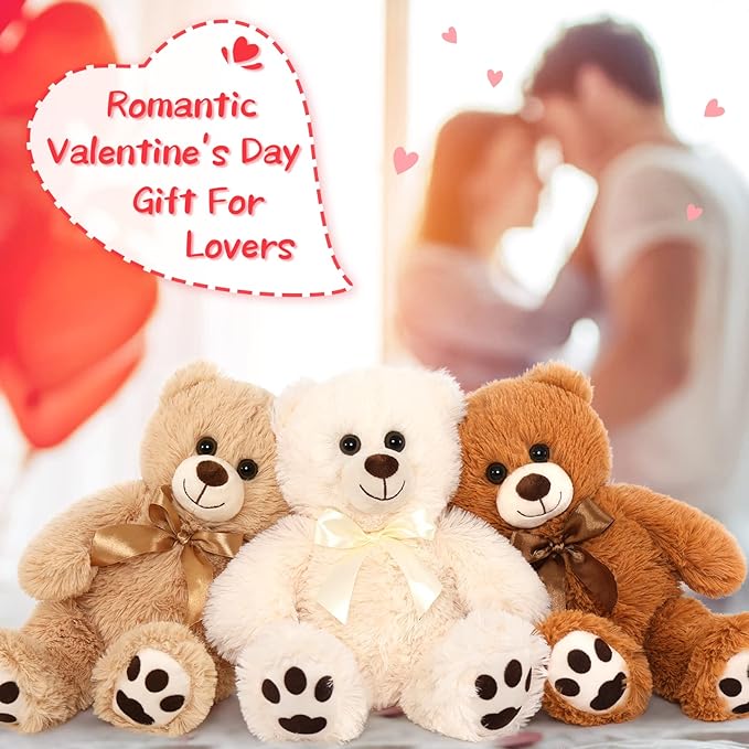 MorisMos Bulk Teddy Bears for Kids, 3-Pack Teddy Bear Stuffed Animals Bulk for Baby Shower, 14'' Teddy Bears Bulk,Soft Stuffed Bear Stuffed Animal Wholesale for Valentine's Gift Birthday Party Favors