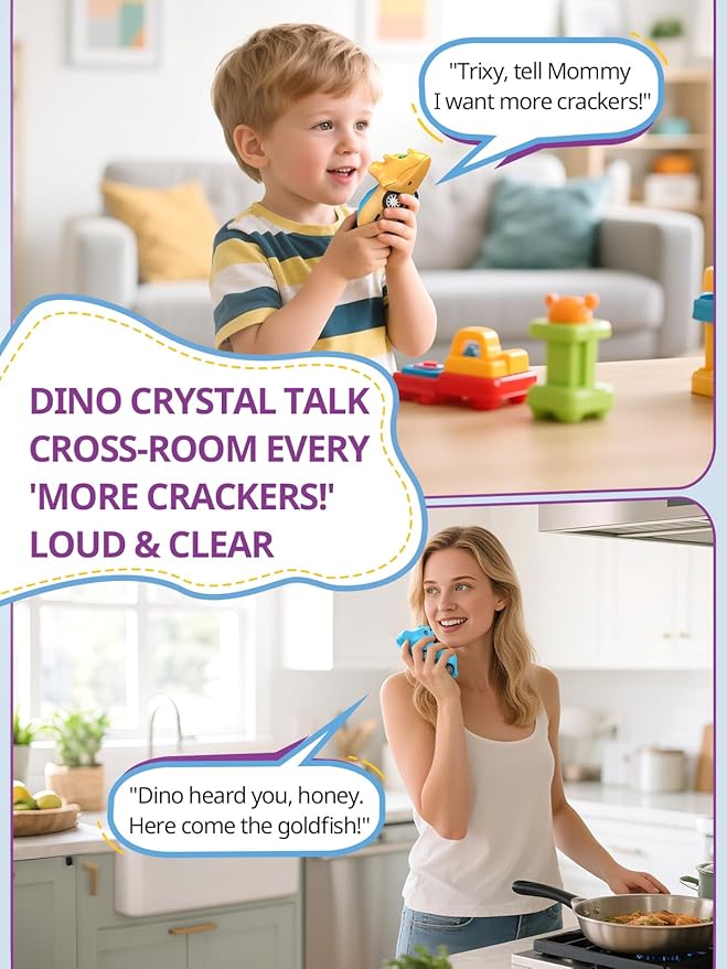Walkie Talkies for Kids 2 Pack Dinosaur, Toys for Boys Girls Age 3 to 5 7, 48H Playtime, Fun for Home or Yard, T-Rex Rechargeable Easter Gift Birthday Christmas Camping Toddlers