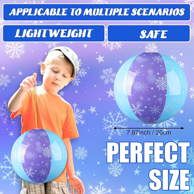 12 Pcs Snowflakes Party Favors Punching Balloons for Kids Blue and Purple PVC Inflatable Punch Balloon Goodie Bags Stuffers Snowflakes Birthday Party Supplies Decorations