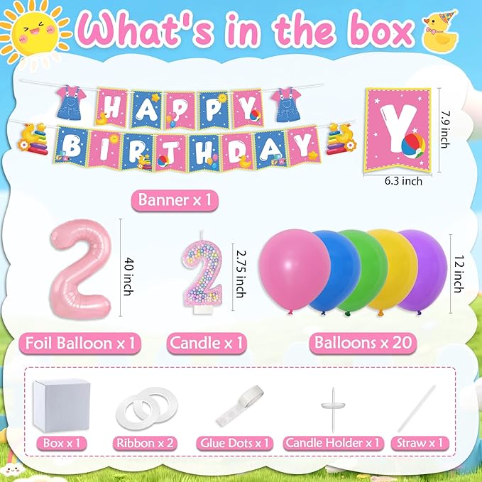 English Teacher Party Supplies, Fufuddz Rainbow Birthday Decorations Cartoon Teacher Party Plates and Napkins for Girls Boys 2nd Birthday Banner Balloons Tablecloth Candle, Tableware Set for 24 Guests