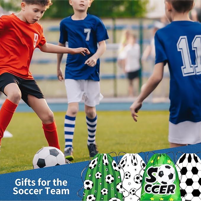 116PCS Soccer Party Favors Goodie Bags Bulk, Soccer Gift Bag Fillers with Mini Ball, Slap Bracelets, Wristband, Keychain, Stickers for Football Party Supplies
