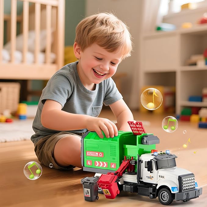 Large Garbage Truck Toys for 3 4 5 6 7 8 Year Old Boys, Lights and Sounds Truck Vehicles Toy for Kids Childs Toddlers Christmas Birthday Gift