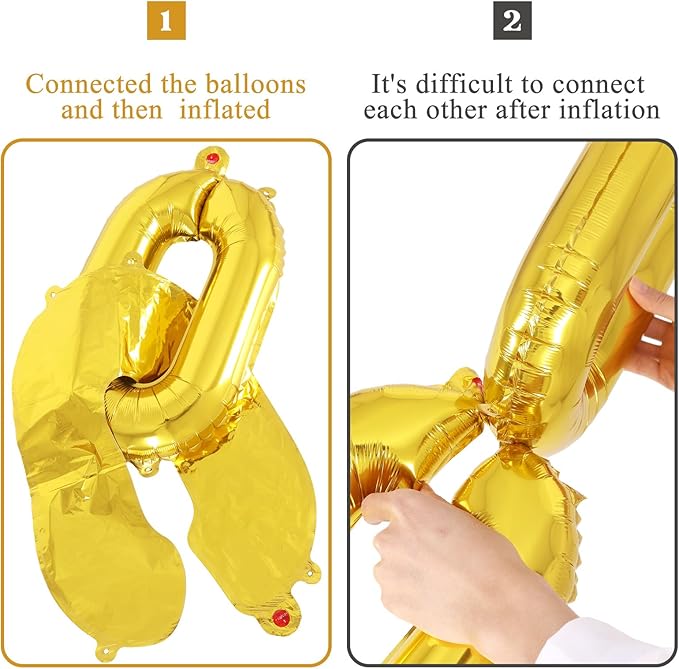 24 Giant Gold Chain Balloons, 16 Inch Foil Balloons for 80s 90s Party Decorations Birthdays Weddings Graduations Hip Hop Retro Theme Party Supplies
